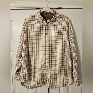 L.L. Bean Town & Field Men's L Brown Plaid Cotton Long Sleeve Button-Up Shirt